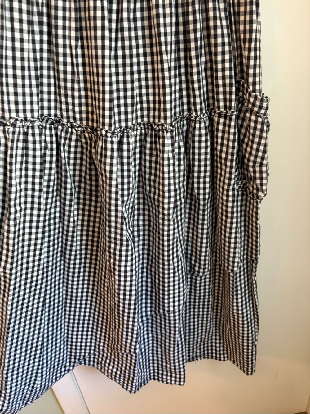 Black & White Gingham Tiered Spaghetti Strap Dress - Picture 2 of 6
